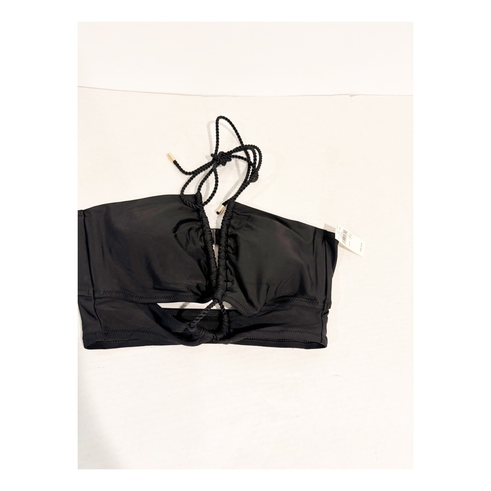 Aerie Black Braided Rope Halter Cutout Bikini Top Medium NWT